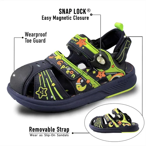 Vista 2 de Gold Pigeon Shoes Sandalias de atleta con puntera cerrada y cierre fácil para niños