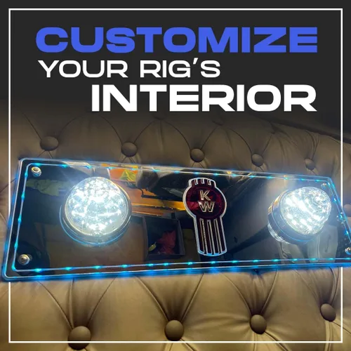 Vista 3 de Florida's Finest Customs compatible con luces de techo para dormitorio Kenworth (azul) Placa de luz de cúpula y acabado espejado Inserto
