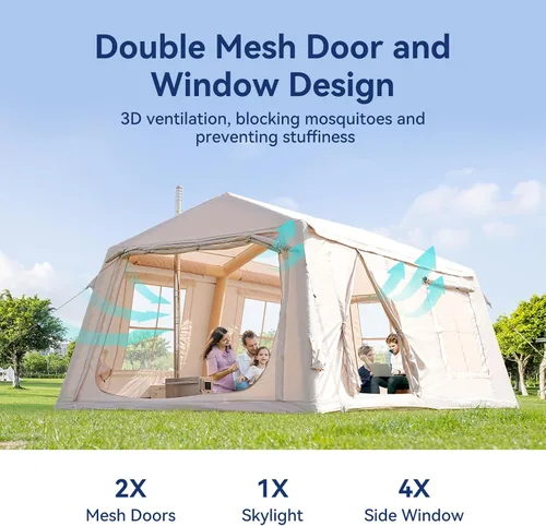 Vista 4 de Inflatable Tent for Camping, Waterproof Oxford Large Blow Up Hot Tent with Pump, Easy Setup Inflatable Glamping House Air Tent for Family