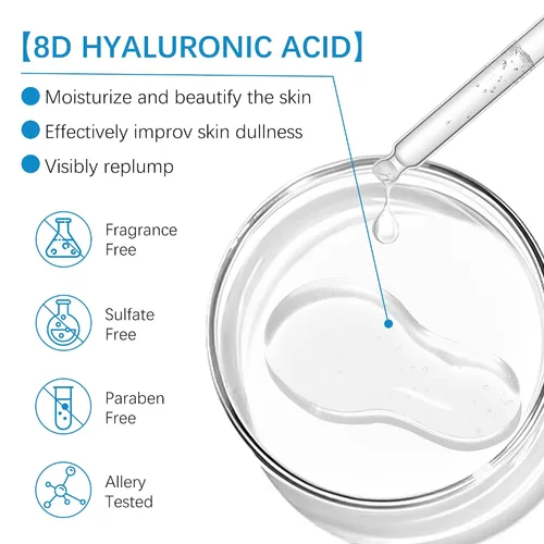 Vista 4 de Esencia de ácido hialurónico 8D, agua de equilibrio de la piel, suero facial relleno, antienvejecimiento, adecuado para pieles sensibles también