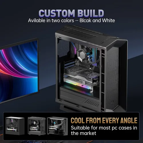 Vista 6 de AsiaHorse Enfriador de tarjeta gráfica con LED ARGB 5V de 3 pines y tres ventiladores de 80 mm, soporte de tarjeta gráfica LED RGB, enfriador de GPU