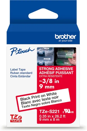 Vista 4 de Cinta laminada Brother Negro sobre Transparente, 6 mm (Tze111)