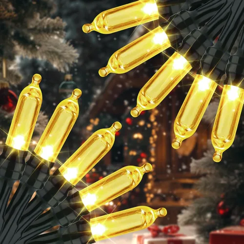 Vista 16 de LYHOPE Luces de Navidad a batería, 33 pies, 100 luces LED de Navidad, impermeables, 8 modos, funciona con pilas, para exteriores e interiores, árbol