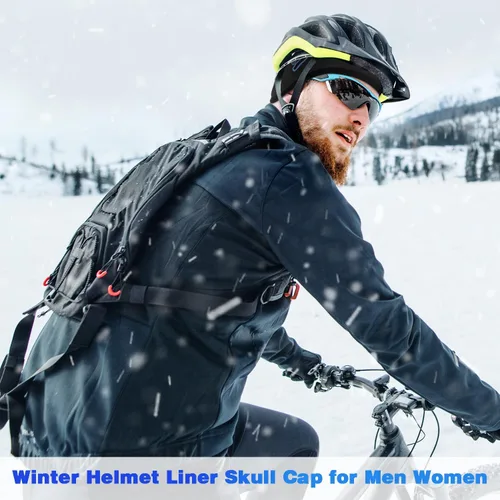 Vista 7 de Seektop 2 Pack Winter Skull Cap Helmet Liner for Men, Cycling Running Sweat Wicking Skullcap Beanie, Fits Under Helmets