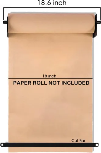 Vista 2 de Dispensador y cortador de rollo de papel kraft montado en la pared de 18 pulgadas, dispensador de papel de carnicero negro, decoración de granja