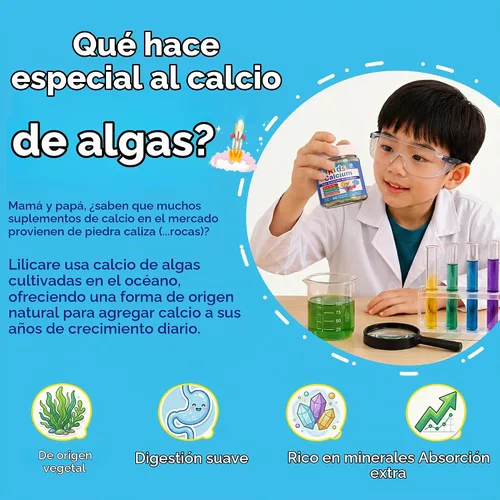 Vista 5 de Gomitas de calcio para niños de algas + vitamina D3 K2 para huesos y Suplemento de calcio a base de plantas para niños 400 mg + magnesio, zinc