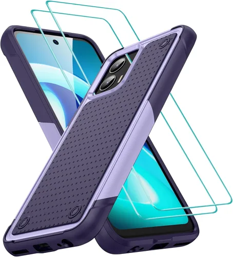 Vista 15 de Jeylly Funda para Motorola G Power 5G (2023) con 2PCS protectores de pantalla de vidrio, protección resistente de plástico duro+parachoques