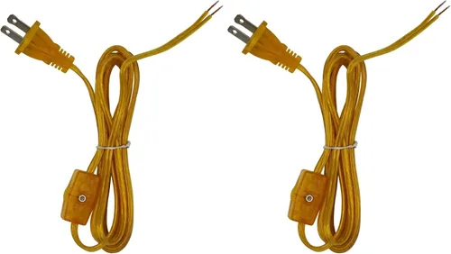 Vista 5 de Creative Hobbies Cable de lámpara dorado de 8 pies con interruptor de encendido/apagado, cable de alimentación SPT-1, pieza de lámpara de repuesto