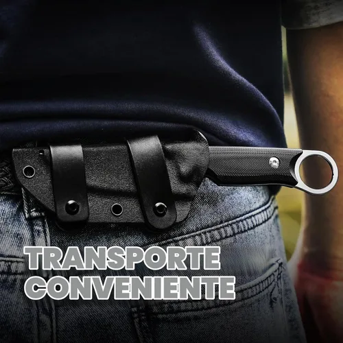 Vista 5 de Cuchillo de hoja fija Kizer Cabox de 3.36" (8.53 cm) 154CM de acero con mango G10 y funda para supervivencia y campamento 1048C1 Mango G10