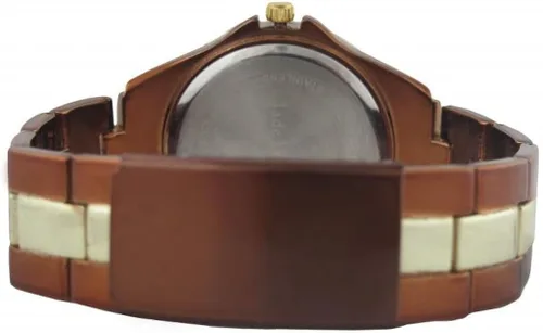 Vista 2 de Jade LeBaum Pulsera de acento de diamantes de imitación de cara grande para mujer, color marrón chocolate JB202747G, Marrón, Cronógrafo