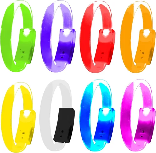 Vista 9 de Paquete de 8 bandas mágicas Brilla en la oscuridad Luz intermitente para conciertos Luces de correr para corredores Pulsera con luz de Azul