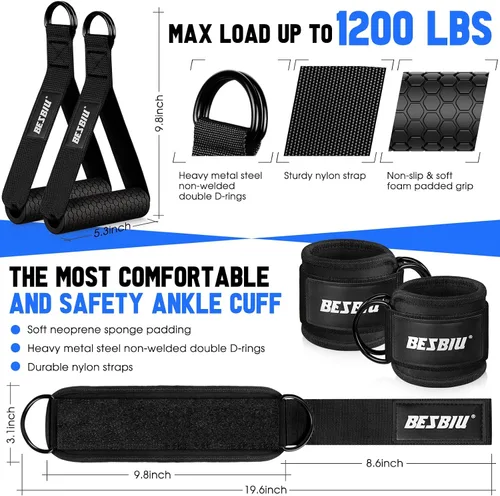 Vista 3 de Heavy Resistance Bands for Working Out, 300lbs/360lb/420lb Exercise Bands Workout Bands with Handles, Door Anchor, Ankle Straps, Home Gym Workout