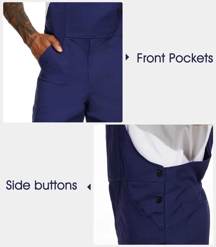 Vista 5 de WORK IDEA Overol con peto para hombre, ropa de trabajo, ligero, con bolsillos