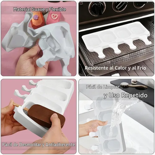 Vista 3 de Herramienta de helado, herramienta de barra de hielo de silicona multirejilla, a prueba de calor, reutilizable, herramienta para hacer helados