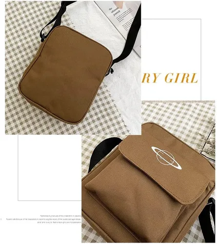 Vista 4 de Bolso de lona pequeño bolso cruzado para hombre, bolsos para mujer, bolso cruzado estético