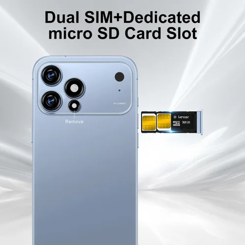 Vista 5 de Huness Teléfono celular desbloqueado de 17 PM 16+1TB, pantalla HD de 6.9 pulgadas, Android 15 7000mAh batería de larga duración, 5G/doble SIM/botón