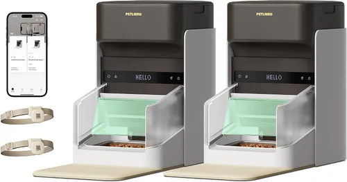 Vista 17 de PETLIBRO Alimentadores RFID para 2 gatos, sensor de collar para comidas personalizadas, reconocimiento de gatos, seguimiento de dieta y antirrobo