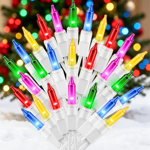 Vista 9 de Ultra-brillantes luces de Navidad rosa mini de 100L 19.6 pies, cadena de luces incandescentes UL listadas, se conectan de extremo a extremo, juego