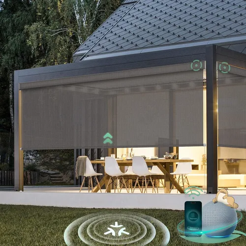 Vista 5 de Yoolax Motorized Matter - Persianas para exteriores compatibles con Alexa, pantallas retráctiles de patio con control remoto, persianas enrollables