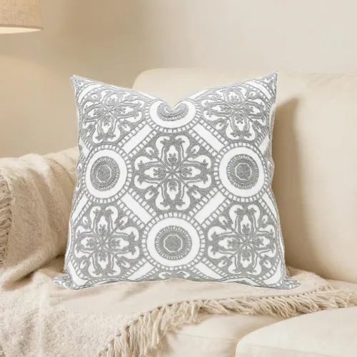 Vista 9 de Slow Cow - Funda de almohada decorativa con bordado, funda de almohada para sofá, funda de almohada de 20 x 20 pulgadas, gris