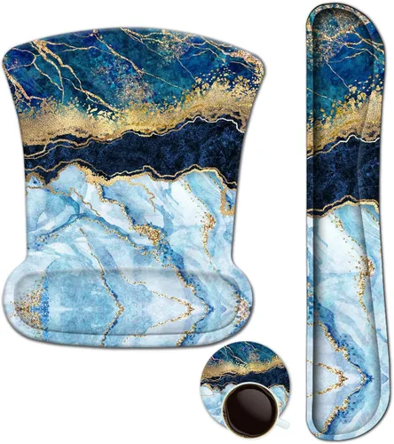 Vista 12 de ArtSo Reposamuñecas para teclado + alfombrilla para mouse con soporte para reposamuñecas ergonómico + juego de posavasos 3 en 1, base Arte abstracto