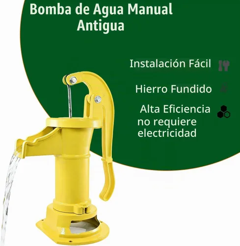 Vista 2 de Bomba de jarra de hierro fundido antiguo y duradera: Bomba manual de pozo de succión para transferencia de agua, elevación máxima de 25 pies, fácil