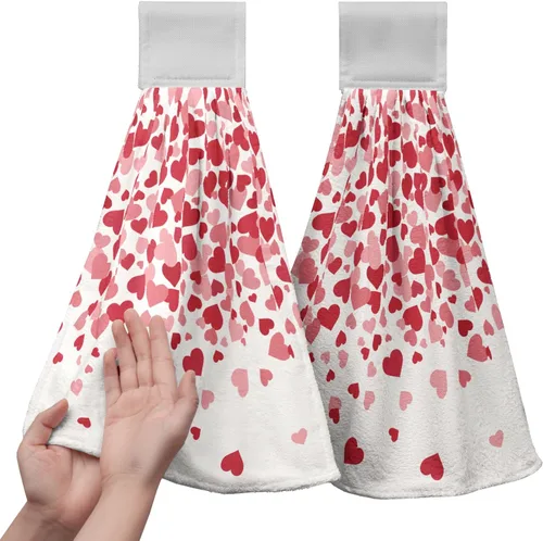 Vista 11 de Honey Bee - Juego de 2 toallas colgantes de cocina de verano con lunares y lazo para colgar, toallas de cocina de granja amarillas, suaves