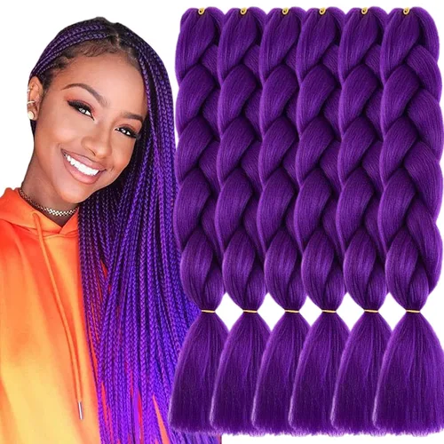 Vista 29 de 3 paquetes de extensiones de cabello sintético para trenzar de color negro a azul, tamaño jumbo ombré, de 24 pulgadas o trenzas de ganchillo