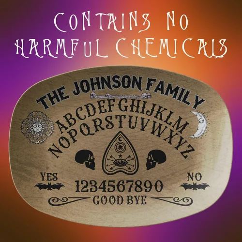 Vista 7 de Ouija Board Spirit Board Planchette Personalized Platter, Sun Moon Skull Bats Evil Eye Halloween Platter For Serving Food, Halloween Party Platter