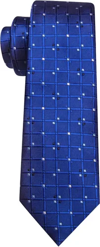 Vista 150 de Barry.Wang Juego de corbatas a cuadros para hombre con pañuelo gemelos de rayas clásicas