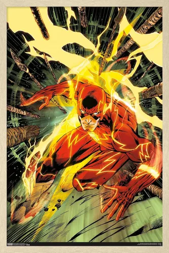 Vista 7 de Trends International DC Comics - Póster de pared de The Flash - Spears, 14.725 x 22.375 pulgadas, versión enmarcada de madera de granero