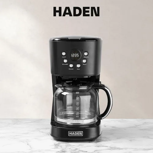 Vista 7 de Máquina de Café Haden, Cafetera de Goteo Programable de 12 Tazas con Función de Apagado Automático y Filtro de Agua Reutilizable Lavable, Negro