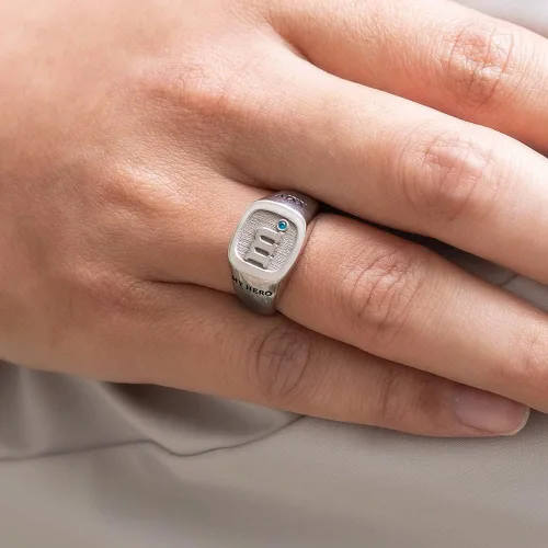 Vista 7 de Anillos de iniciales personalizados para hombres plata de ley 925 anillos de banda de identificación personalizados joyería del día del padre