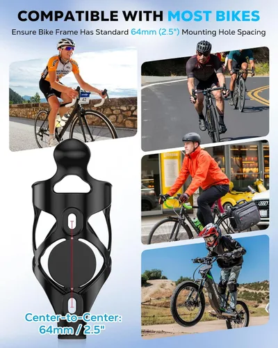 Vista 6 de MoKo Soporte para botella de agua para bicicleta con ranura para rastreador Negro