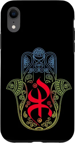 Vista 24 de Funda para iPhone 13 Pro Max Khamsa Amazigh Berber con símbolo de Yaz con colores vibrantes de la bandera