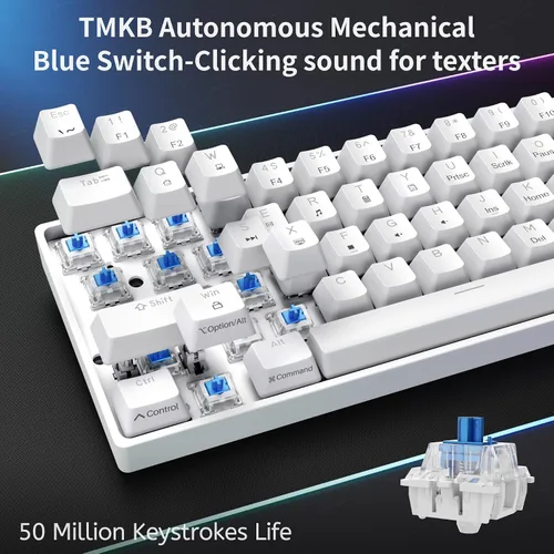 Vista 3 de DIERYA Teclado mecánico 60%, teclado para juegos con cable DK61se con interruptores azules, retroiluminación LED, ultracompacto, 61 teclas, mini