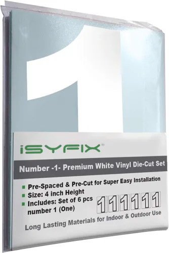 Vista 63 de iSYFIX - Calcomanías de vinilo blancas con número 0 (cero) - Juego de 6 unidades de 1.5 pulgadas autoadhesivas - Decalcomanías premium troqueladas