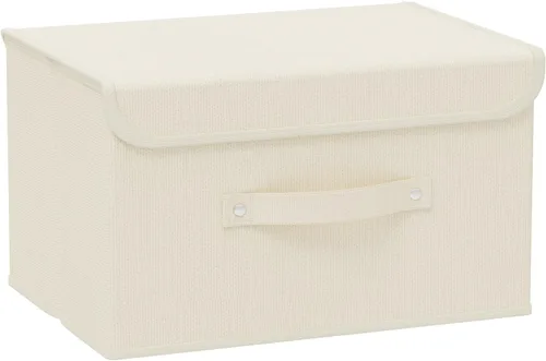 Vista 11 de Cajas de almacenamiento, contenedores de almacenamiento plegables con tapas, cestas de almacenamiento de tela de algodón y lino con asa