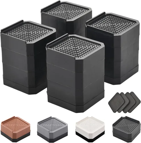 Vista 17 de EclatBain Elevadores rectangulares para cama, elevadores de muebles rectangulares de alta resistencia, con bloques ajustables de elevación de hasta