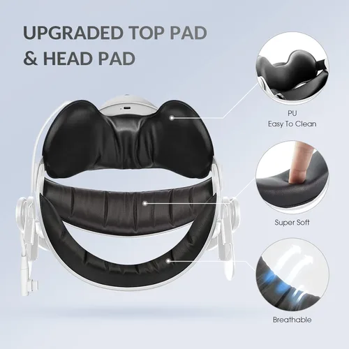 Vista 5 de QWOS Head Strap with 5200mAh Battery for Oculus Quest 2 - Extend 4hrs Playtime - Adjustable Elite Strap for Enhanced Support and Comfort in VR