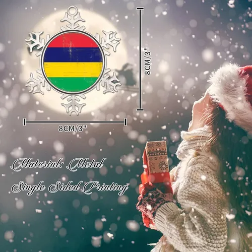 Vista 2 de Bandera de Mauricio adorno colgante para árbol de Navidad, bandera nacional, silueta de Mauricio, decoración de Navidad, regalo de vacaciones