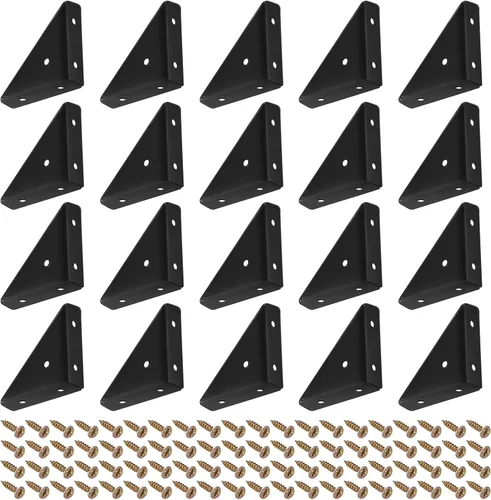 Vista 14 de uxcell 20 soportes de esquina angulares de 1.496 pulgadas x 1.496 pulgadas, soportes de acero laminado en frío con tornillos para borde de Negro