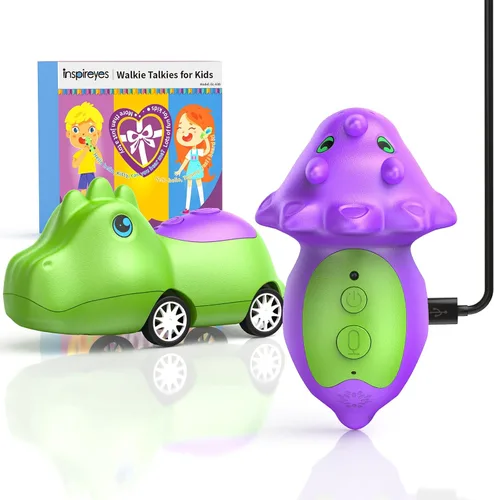 Vista 16 de Inspireyes Walkie Talkies para niños recargables, juguetes para niños y niñas de 3 a 12 años, paquete de 2 radios bidireccionales de largo alcance