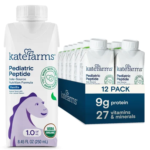 Vista 9 de KATE FARMS Fórmula de Péptidos Pediátricos Orgánicos 1.0, Fresa, Nutrición Hidrolizada a Base de Plantas de Fuente Única para Alimentación Oral