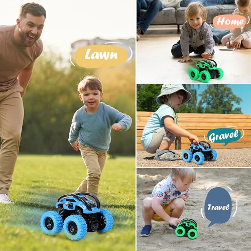 Vista 2 de Paquete de 2 Juguetes de Coches para Niño Niña de 3 4 5 6 Años, Juguetes de Coches de Empujar y Avanzar para Niños Pequeños de 3-6 Años, Camiones