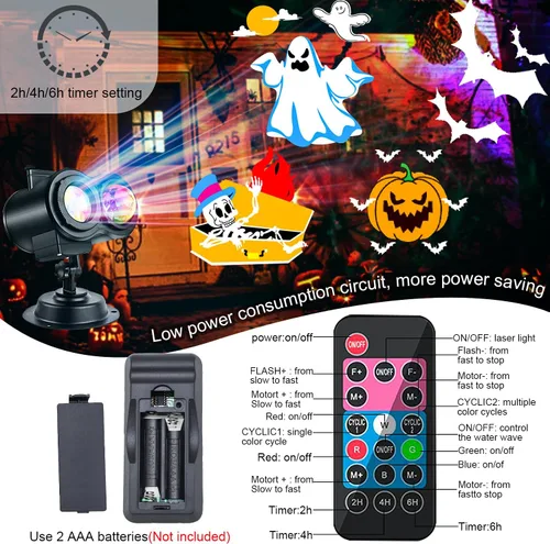 Vista 4 de Luces de proyector de Halloween para exteriores, luces de proyector de Navidad con copo LED Holiday Projector Lights Waterproof with Remote
