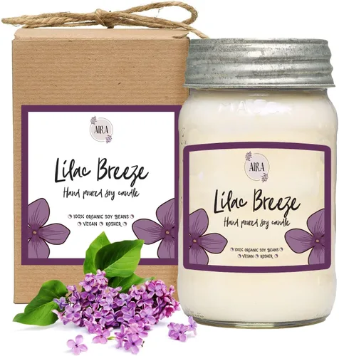 Vista 13 de Aira Velas de Soja - Orgánicas, Kosher, Veganas, en Frasco Mason con Mezclas de Aceites Esenciales de Grado Terapéutico - Cera de Vela de Soja 100%