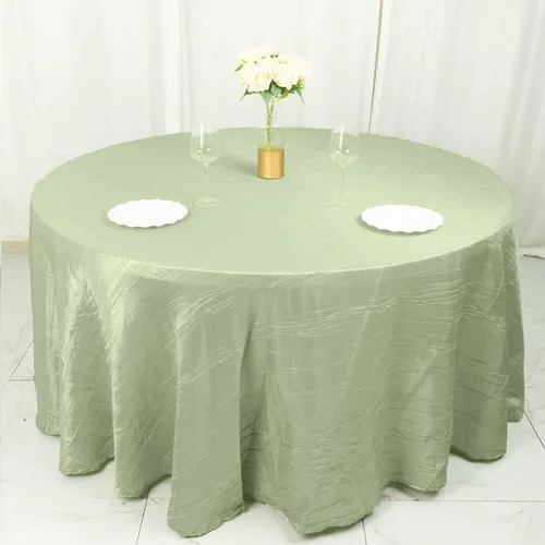 Vista 37 de Tableclothsfactory Mantel rectangular de tafetán arrugado de acordeón azul polvoriento, de 60 x 102 pulgadas, perfecto para ceremonias de boda
