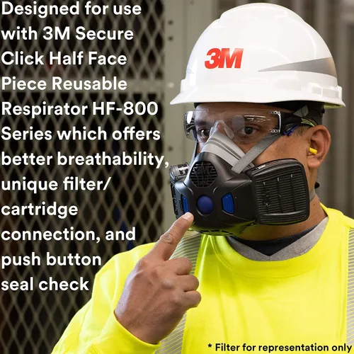 Vista 4 de 3M Cartucho/filtro respirador P100, cartucho combinado de vapores orgánicos Secure Click D80921, aprobado por NIOSH, doble flujo para mayor