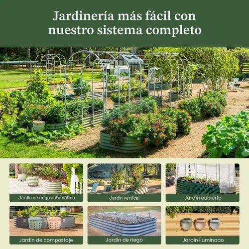 Vista 8 de Kits de cama de jardín elevada de Vego Garden Aluzinc, cama de plantación elevada de metal modular de 17" de alto, 6 en 1 para verduras, flores